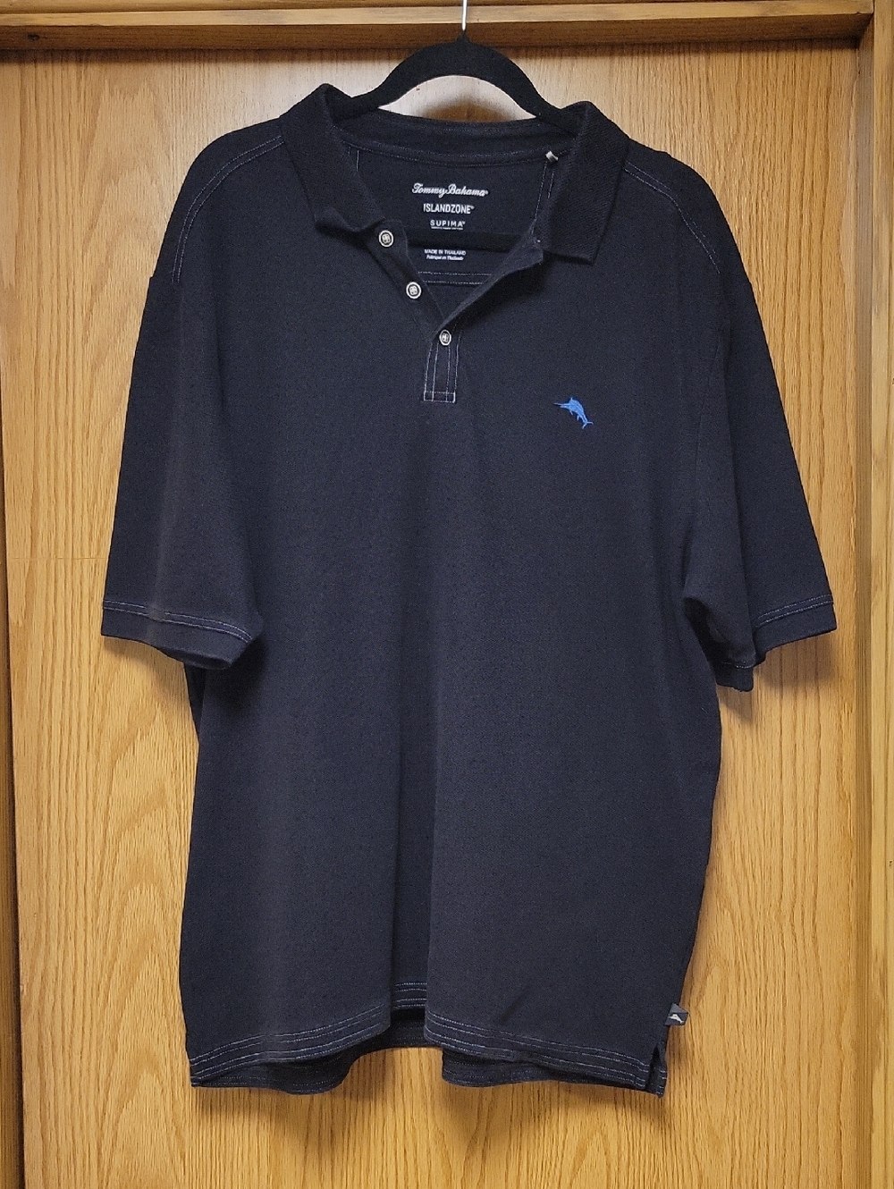 Tommy Bahama Black Polo Shirt XXL • Supima Cotton W/ Blue Swordfish Logo